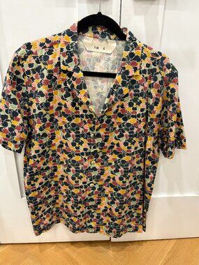Folk Abstract Print Camp Shirt Size 4 (M)